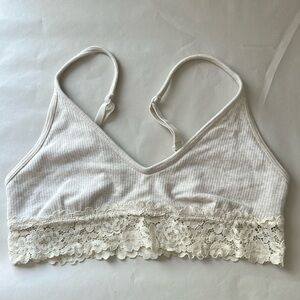 Aerie Ribbed Lace Scoop Bralette Size M